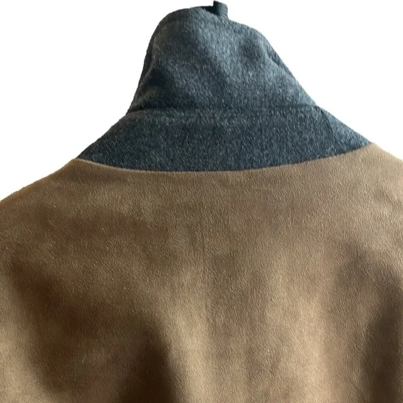 Roberto Baroso Faux Suede Coat Heavy Plaid Lining Wool Blend Size 42T